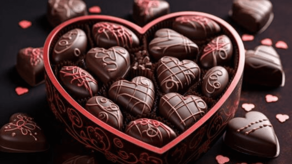 Happy Chocolate Day celebration with chocolates and love theme