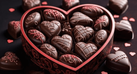Happy Chocolate Day celebration with chocolates and love theme