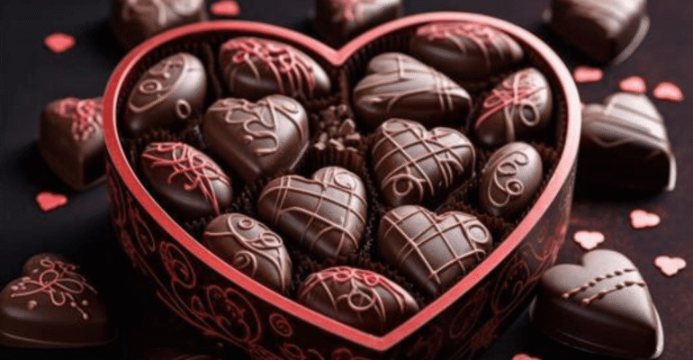 Happy Chocolate Day celebration with chocolates and love theme