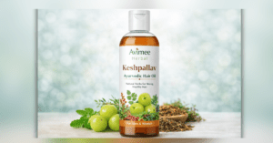 Keshpallav Ayurvedic Hair Oil bottle with natural herbs for strong healthy hair