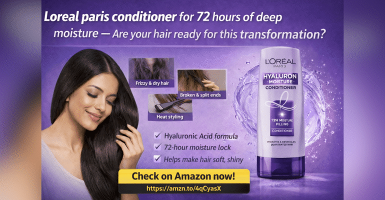 L'Oreal Paris Hyaluron Moisture Conditioner 72 घंटे की नमी देने वाला कंडीशनर ड्राई और फ्रिज़ी बालों के लिए