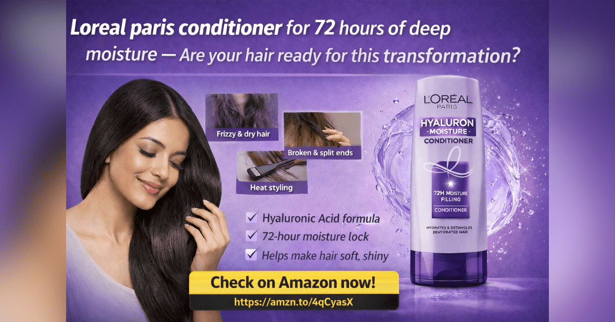 L'Oreal Paris Hyaluron Moisture Conditioner 72 घंटे की नमी देने वाला कंडीशनर ड्राई और फ्रिज़ी बालों के लिए