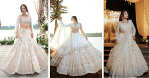 Elegant White Lehenga with intricate embroidery, perfect for bridal wear, receptions, weddings, and festive occasions.