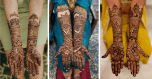Traditional Mehndi design with beautiful intricate henna patterns