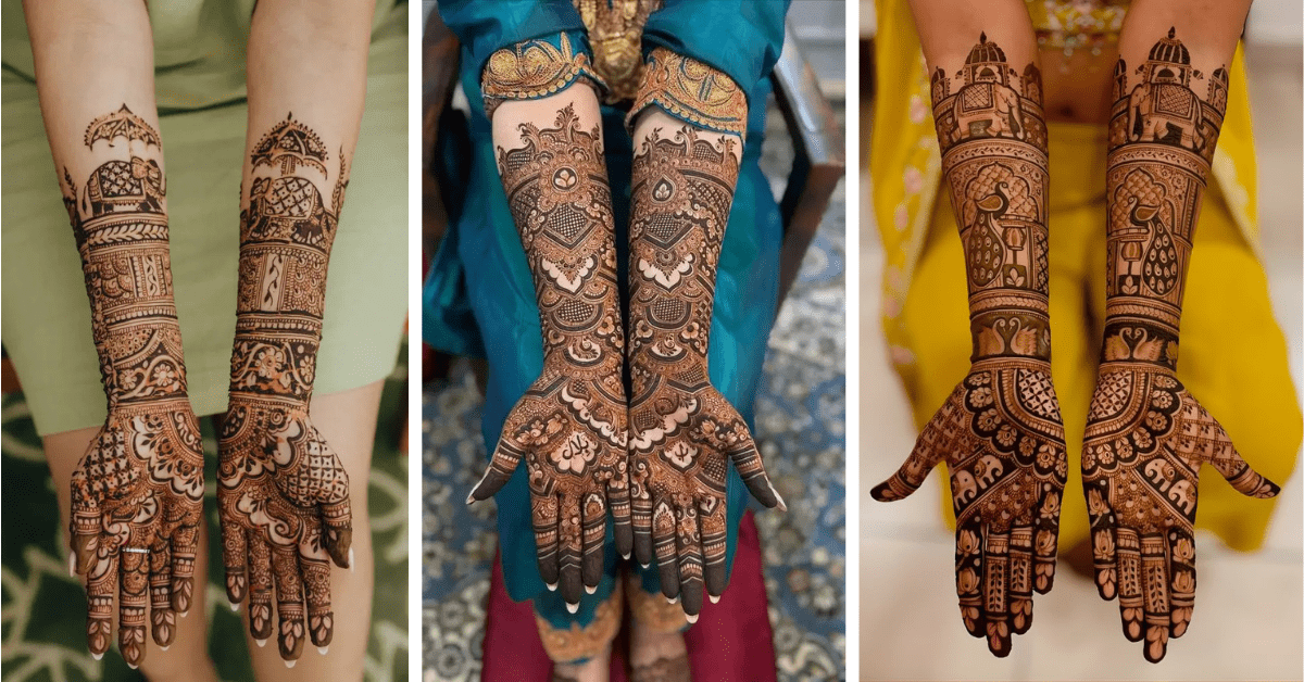 Traditional Mehndi design with beautiful intricate henna patterns