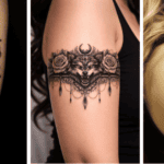 Floral Tattoo Black and grey floral tattoo design on forearm