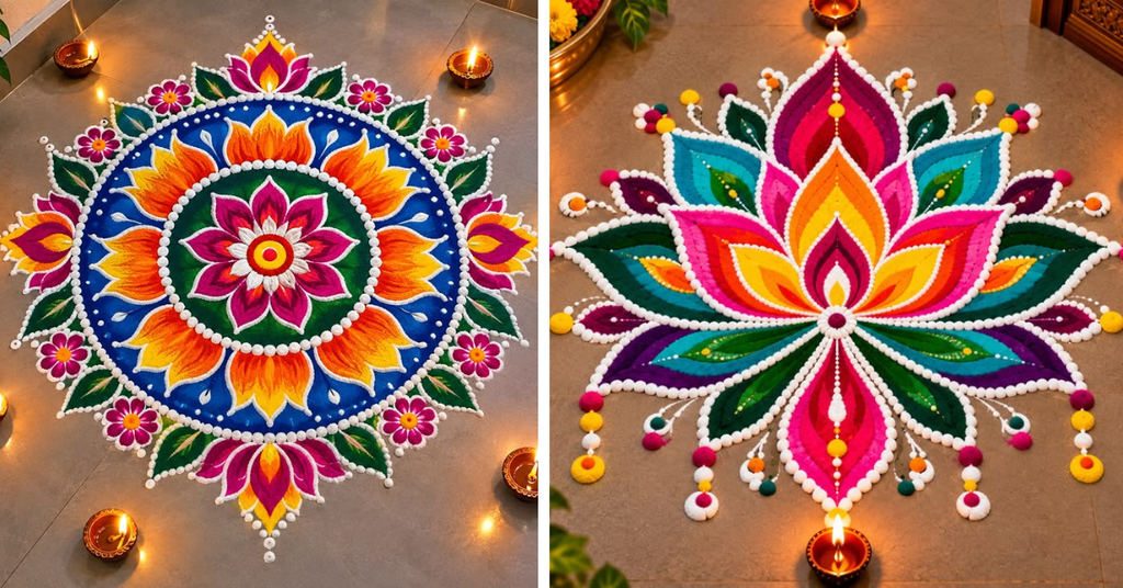 Diwali Rangoli Designs 2026: दिवाली के लिए सुंदर रंगोली डिजाइन प्रवेश द्वार, आँगन और पूजा स्थल की खूबसूरती!